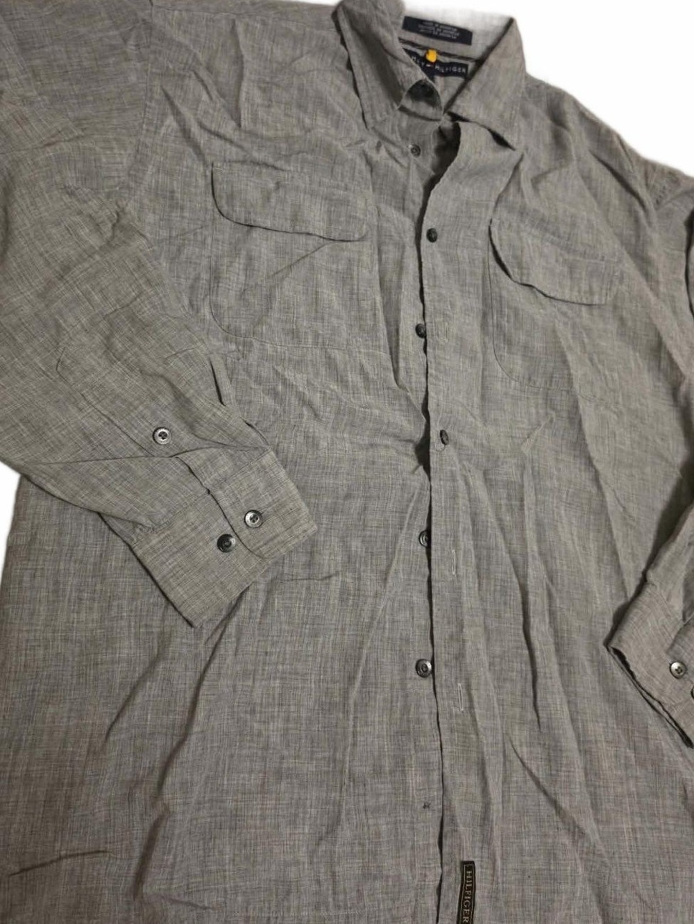 Tommy Hilfiger Men's Gray Button-Up Shirt Size M